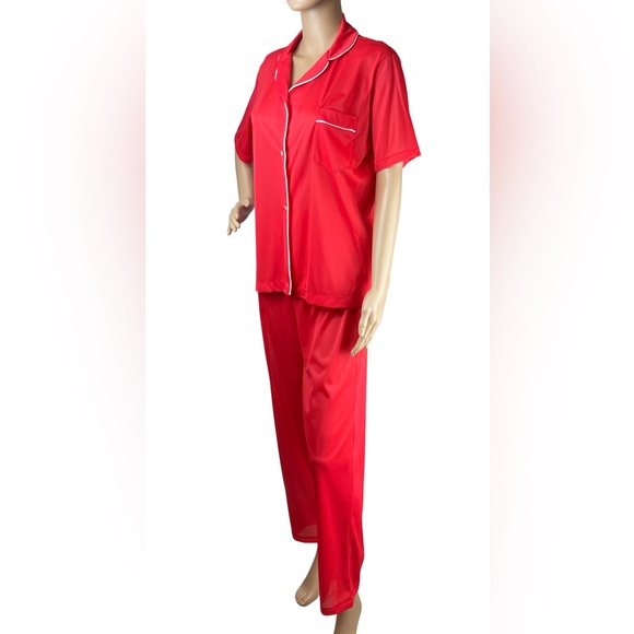 NWT Vintage Nancy King Nylon Red Pajama Set Small Medium - Picture 5 of 10